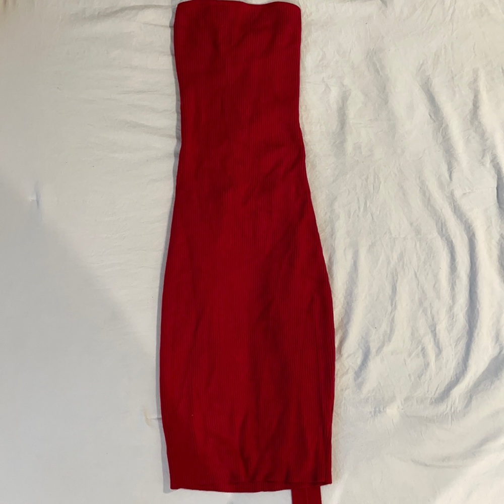 Strapless lace up dress